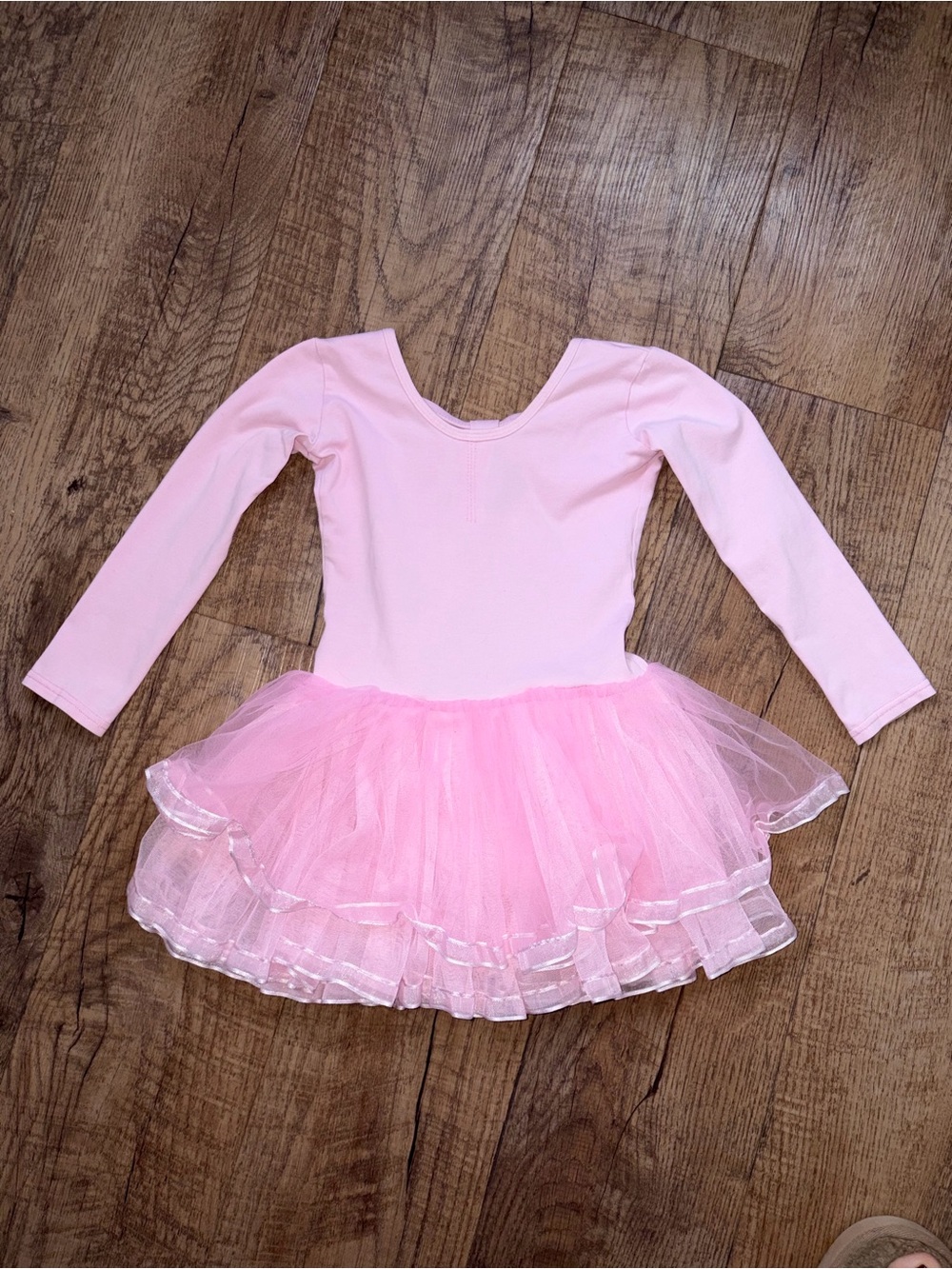 Little Girls Pink Long Sleeve Tulle Skirt Ballet Dance Dress
